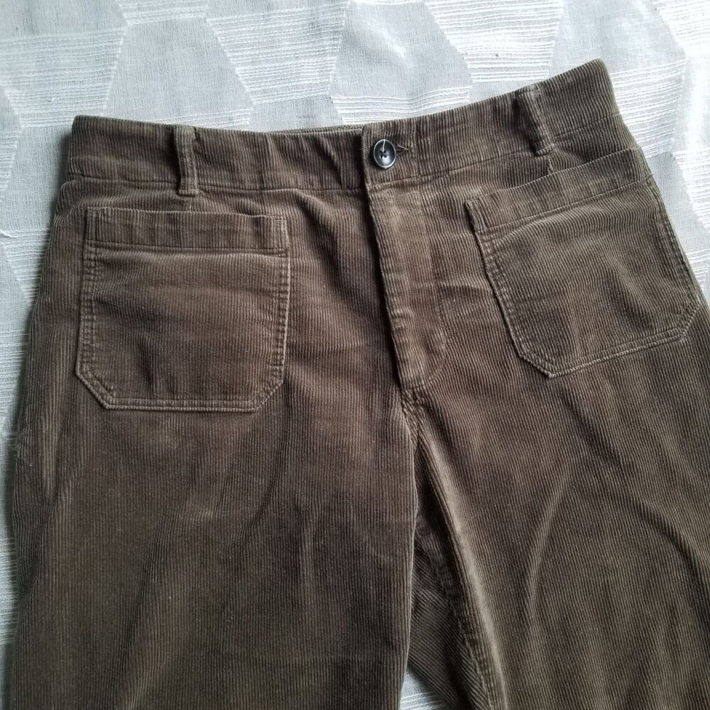 Quince Corduroy Seaweed Green Cropped Wideleg Pants Women's Size 14 - Picture 5 of 9